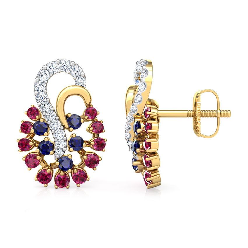 Mishti Vibrant Gemstone Stud Earrings