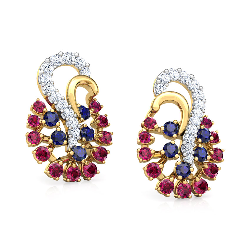 Mishti Vibrant Gemstone Stud Earrings