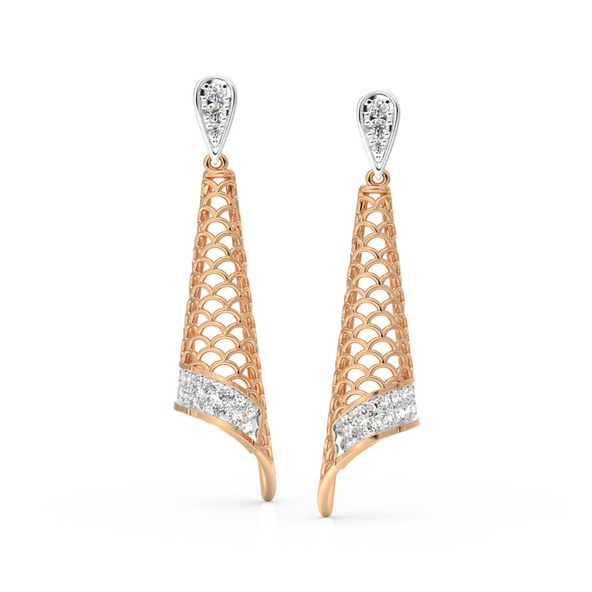 Diamond Earrings 18 Karat Rose Gold Katy Cutout Diamond Drop Earrings
