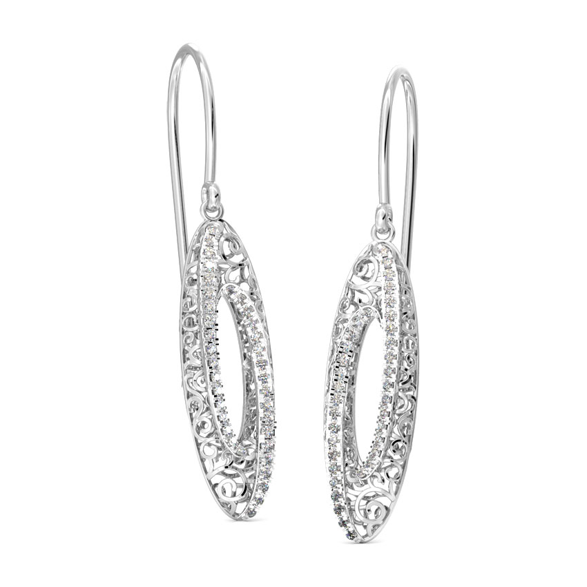 Diamond Earrings 14 Karat White Gold Siya Sleek Diamond Drop Earrings