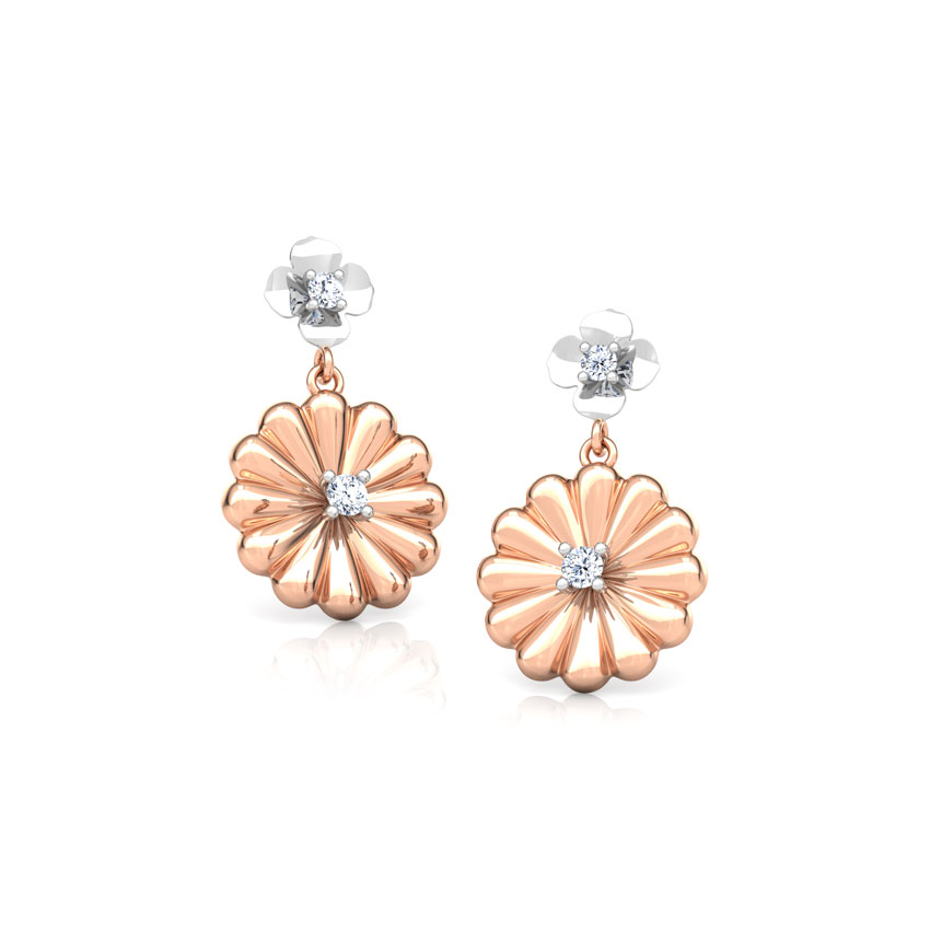 Diamond Earrings 14 Karat Two Tone Gold Tiya Bloom Diamond Drop Earrings