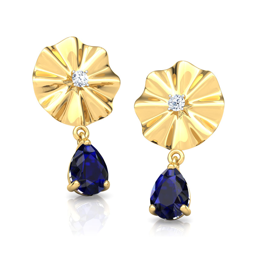 Diamond,Gemstone Earrings 14 Karat Yellow Gold Kiara Floret Gemstone Drop Earrings