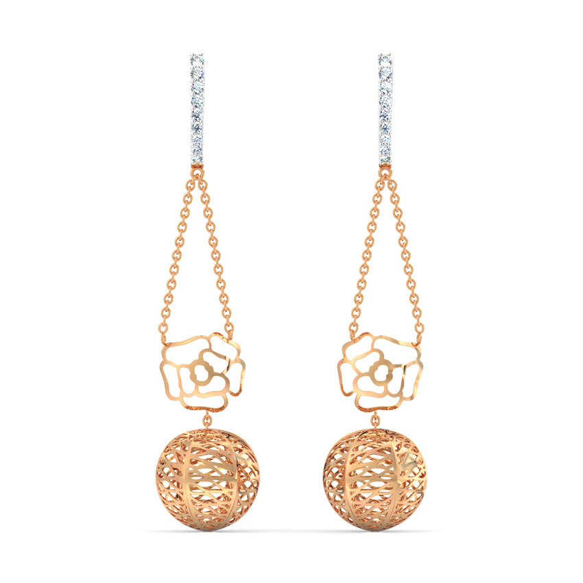 Rose Cutout Diamond Drop Earrings Rose Cutout Diamond Drop Earrings