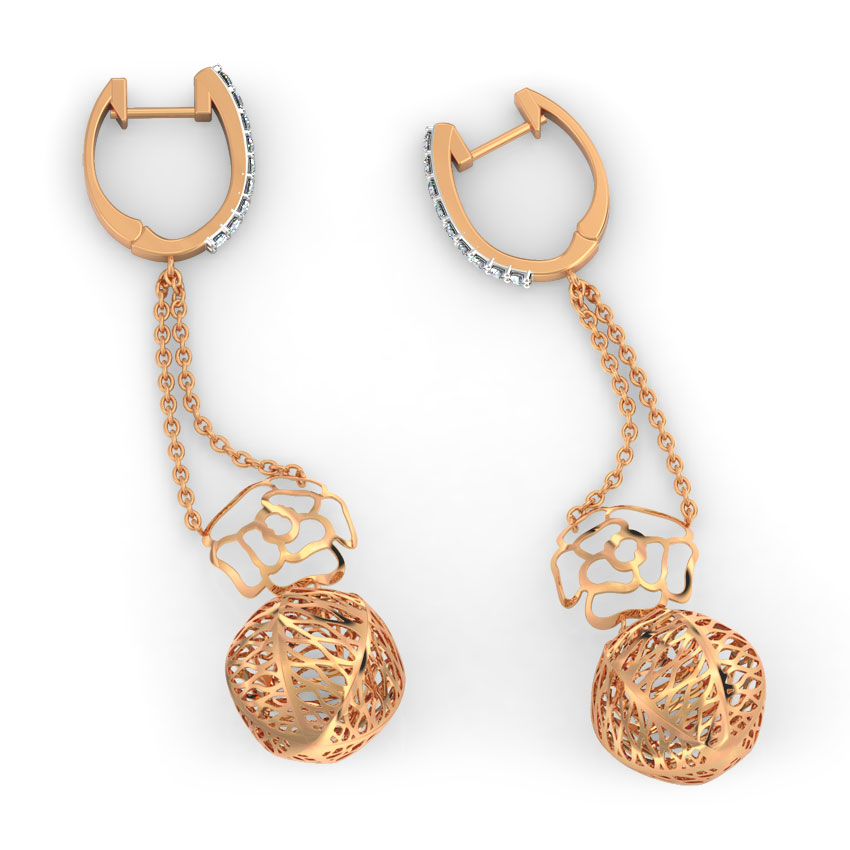 Rose Cutout Diamond Drop Earrings Rose Cutout Diamond Drop Earrings