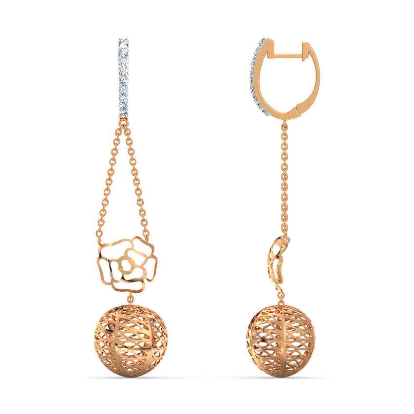 Rose Cutout Diamond Drop Earrings Rose Cutout Diamond Drop Earrings