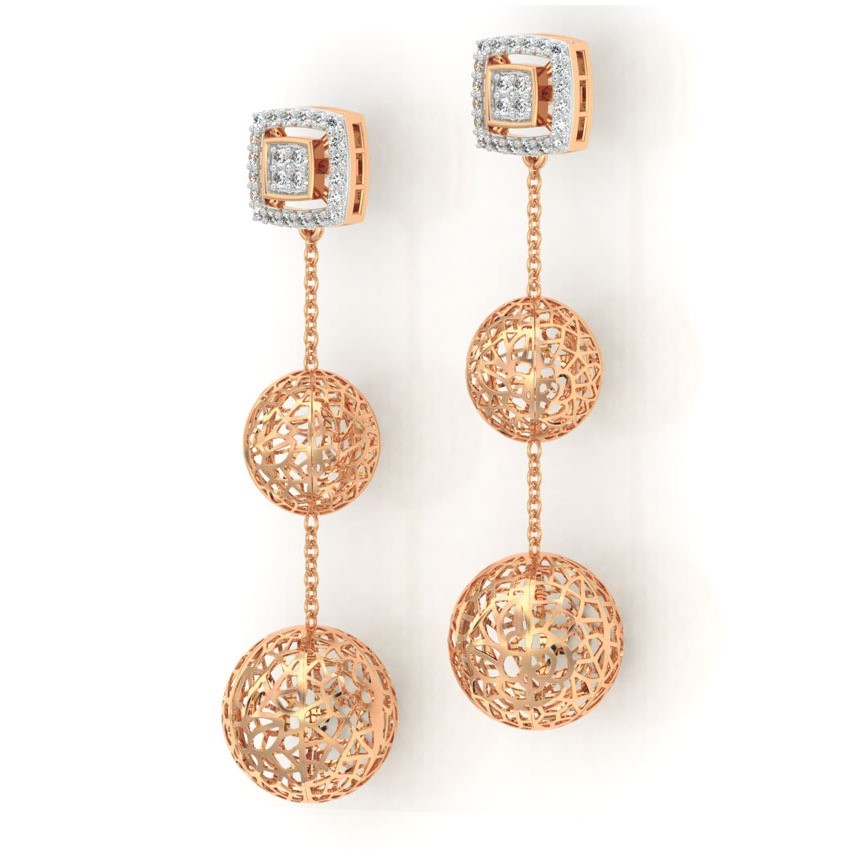 Diamond Earrings 18 Karat Rose Gold Orb Cutout Diamond Drop Earrings