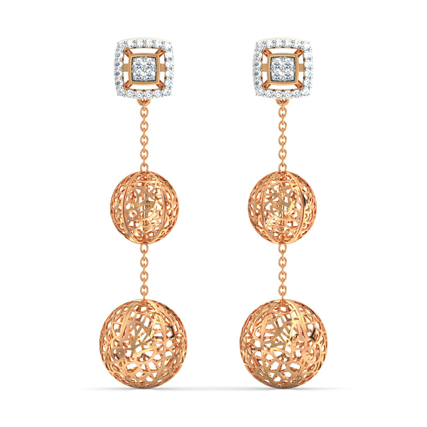 Orb Cutout Diamond Drop Earrings