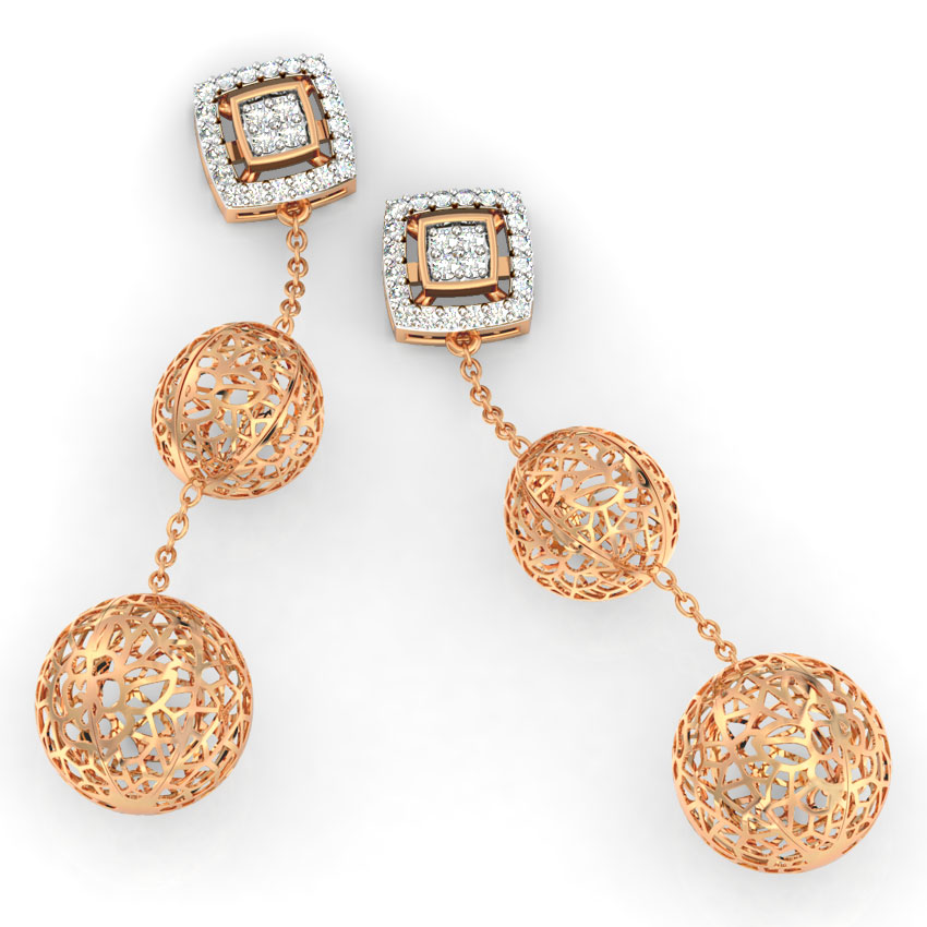 Orb Cutout Diamond Drop Earrings