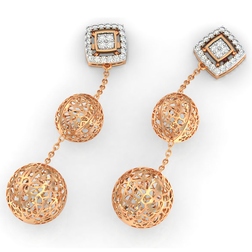 Orb Cutout Diamond Drop Earrings