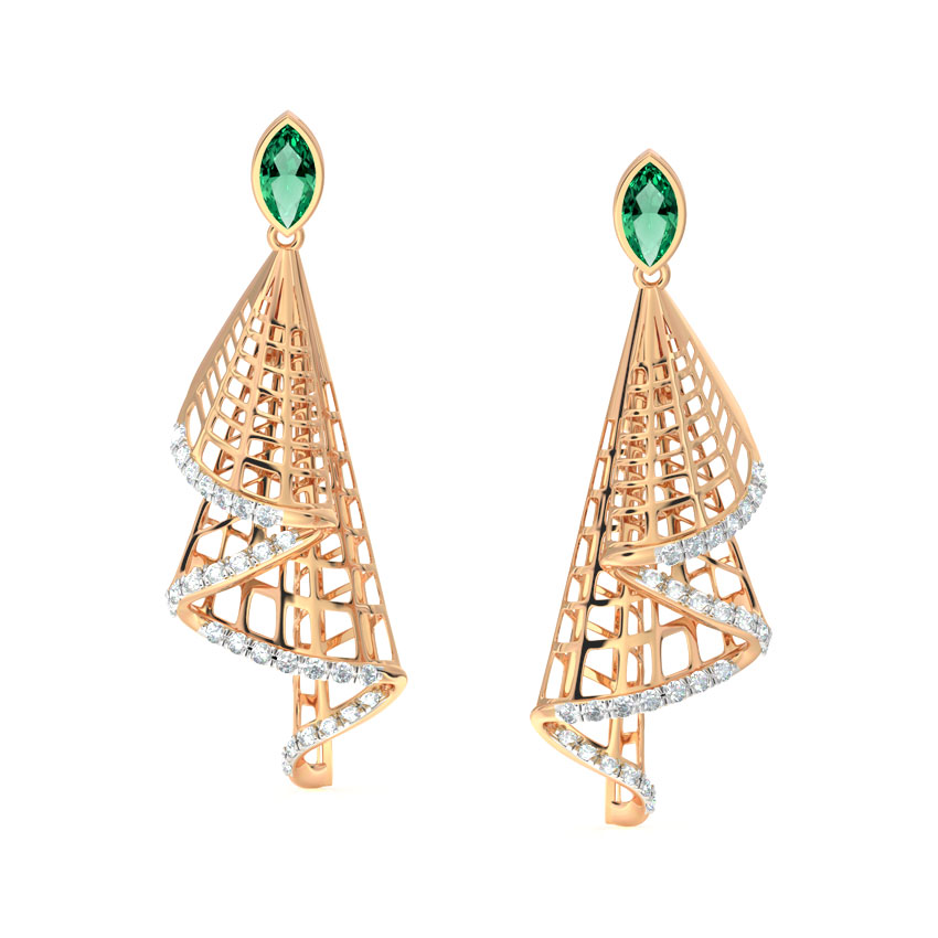 Diamond,Gemstone Earrings 18 Karat Rose Gold Rita Ruffle Drop Earrings