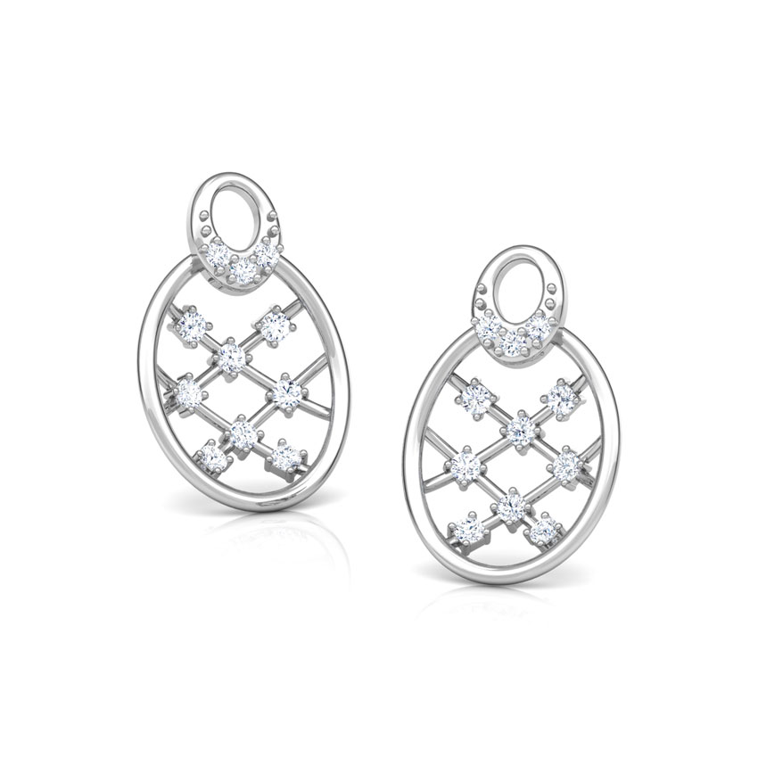 Diamond Earrings 14 Karat White Gold Lattice Diamond Stud Earrings
