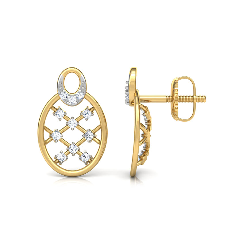 Lattice Diamond Stud Earrings