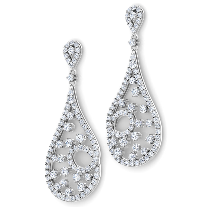 Twirl Cluster Diamond Drop Earrings Twirl Cluster Diamond Drop Earrings
