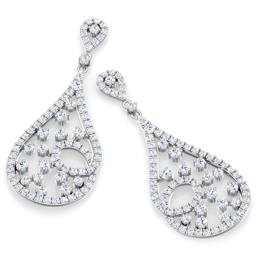 Twirl Cluster Diamond Drop Earrings Twirl Cluster Diamond Drop Earrings