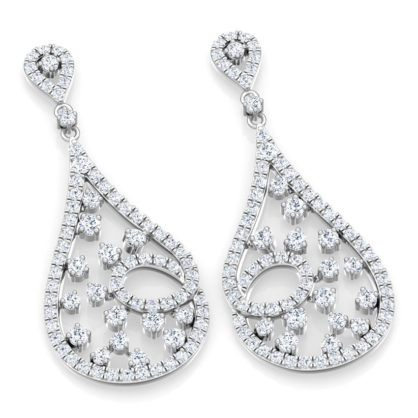 Twirl Cluster Diamond Drop Earrings Twirl Cluster Diamond Drop Earrings