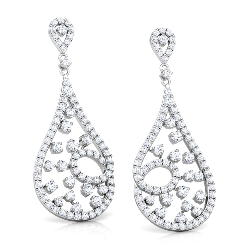 Twirl Cluster Diamond Drop Earrings Twirl Cluster Diamond Drop Earrings