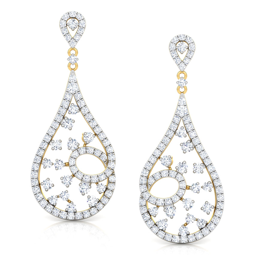 Twirl Cluster Diamond Drop Earrings
