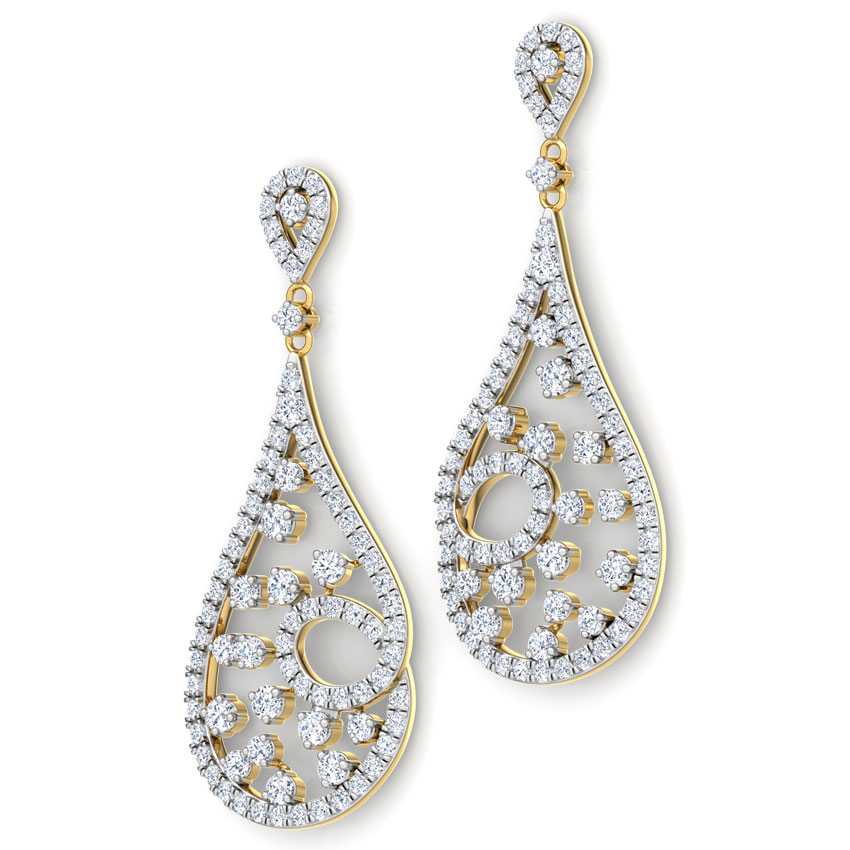 Twirl Cluster Diamond Drop Earrings
