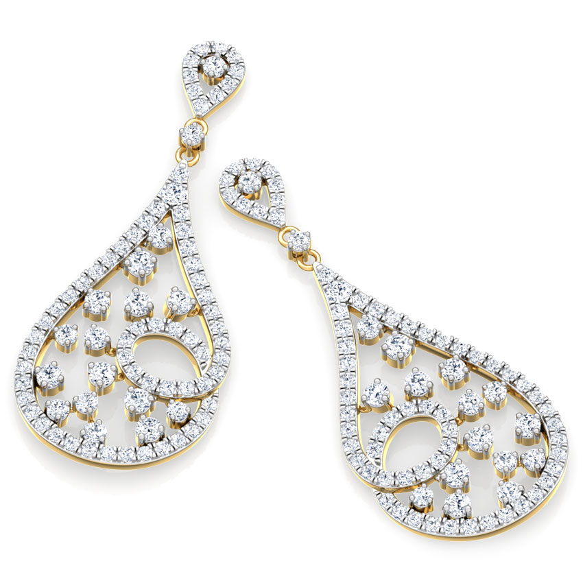 Twirl Cluster Diamond Drop Earrings