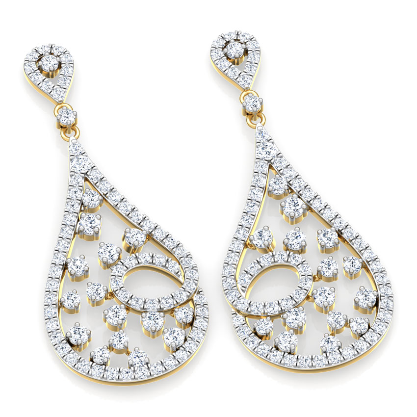 Twirl Cluster Diamond Drop Earrings