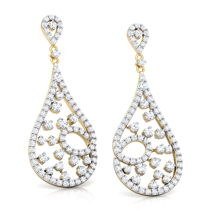 Twirl Cluster Diamond Drop Earrings