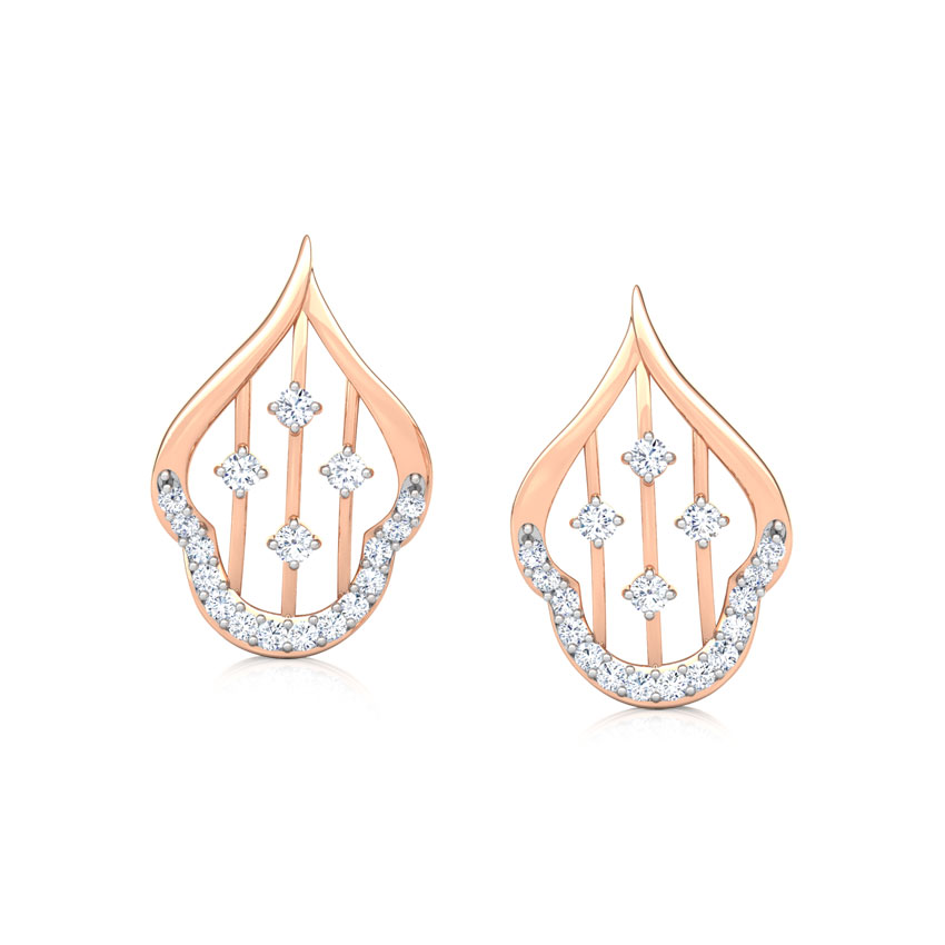 Contour Lattice Diamond Stud Earrings