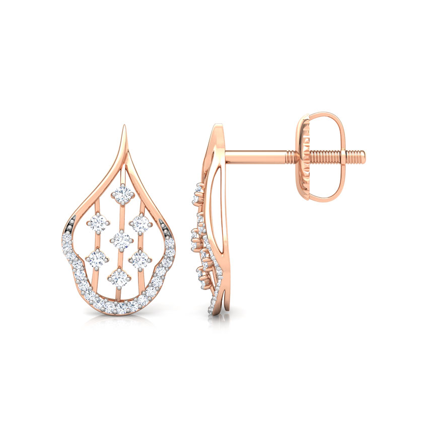 Contour Lattice Diamond Stud Earrings