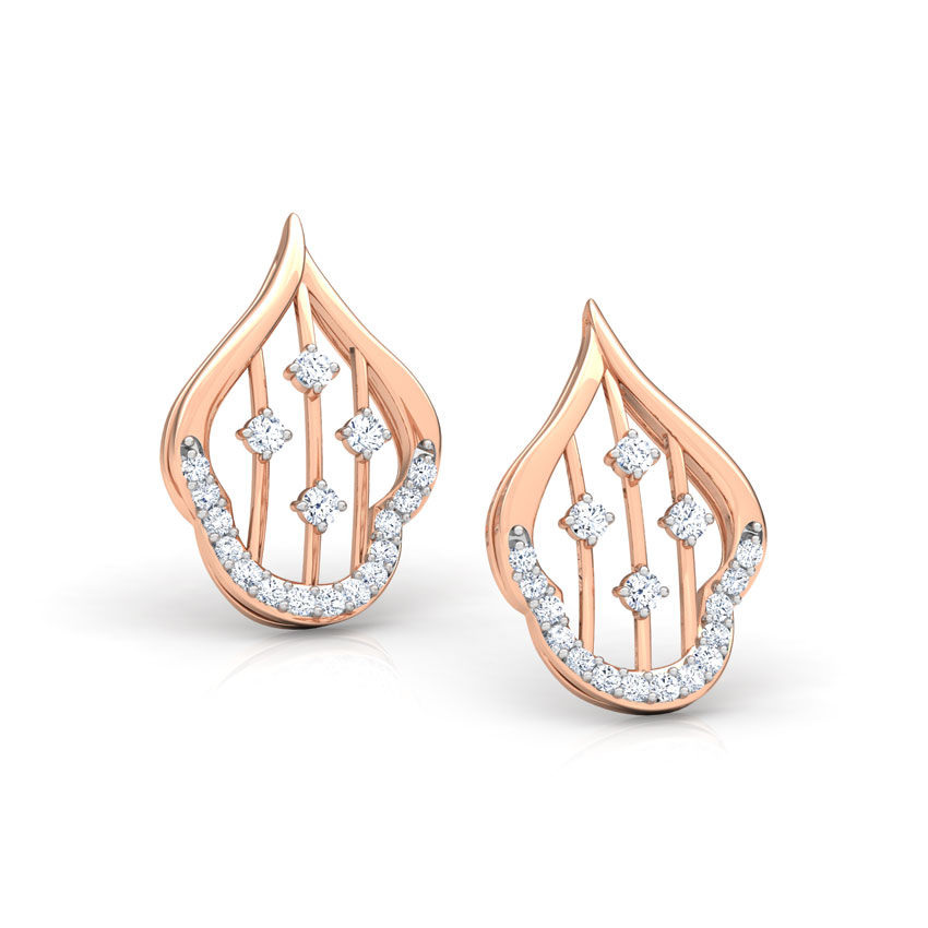 Contour Lattice Diamond Stud Earrings
