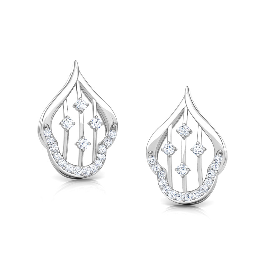 Diamond Earrings 18 Karat White Gold Contour Lattice Diamond Stud Earrings