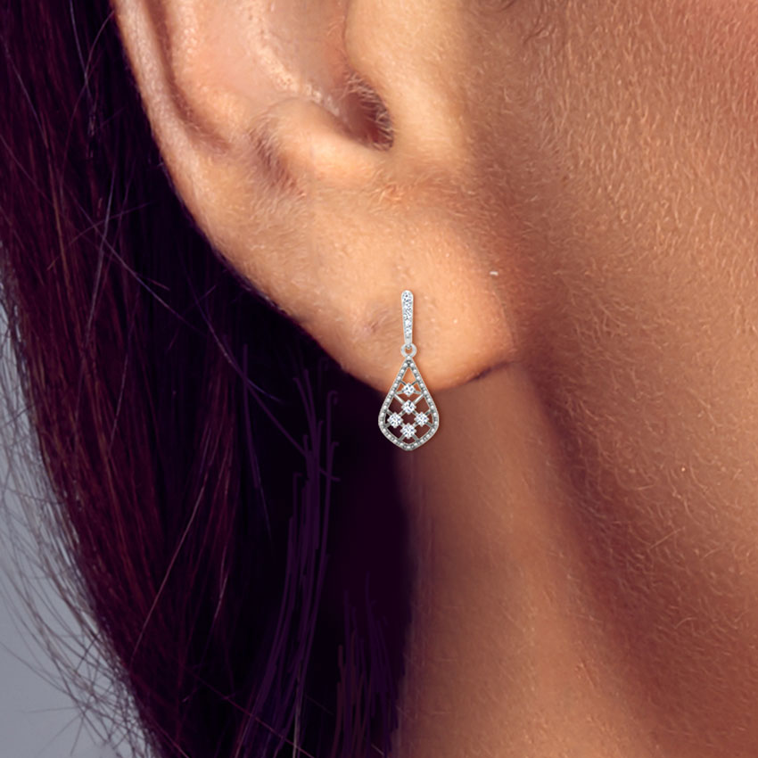Miligrain Lattice Diamond Drop Earrings Miligrain Lattice Diamond Drop Earrings