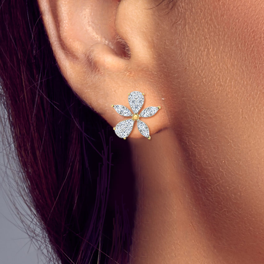 Asymmetric Bloom Diamond Stud Earrings Asymmetric Bloom Diamond Stud Earrings