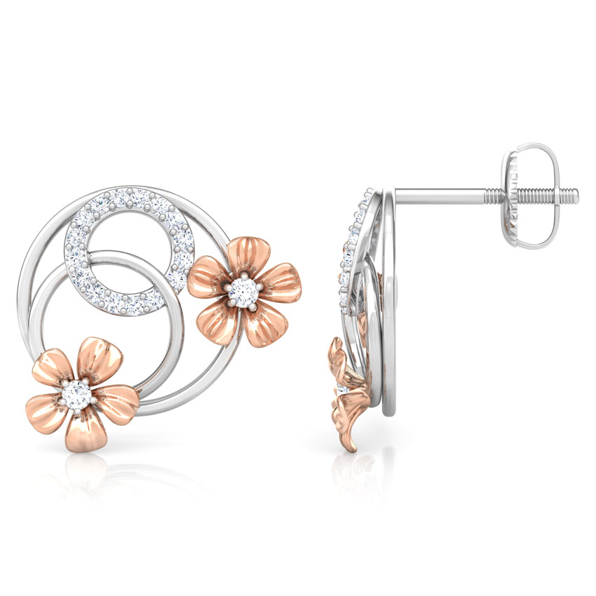 Overlay Blossom Diamond Stud Earrings