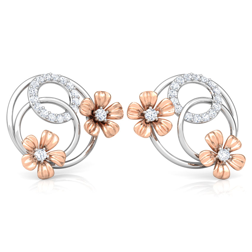 Overlay Blossom Diamond Stud Earrings