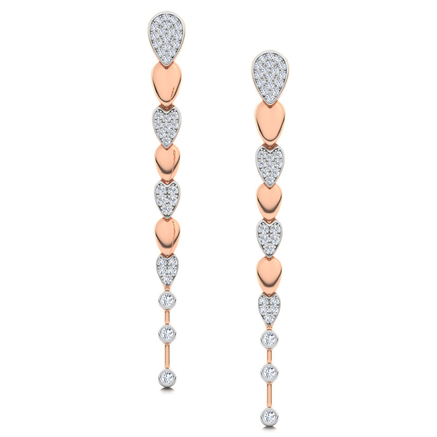 Diamond Earrings 18 Karat Rose Gold Pear Journey Diamond Drop Earrings