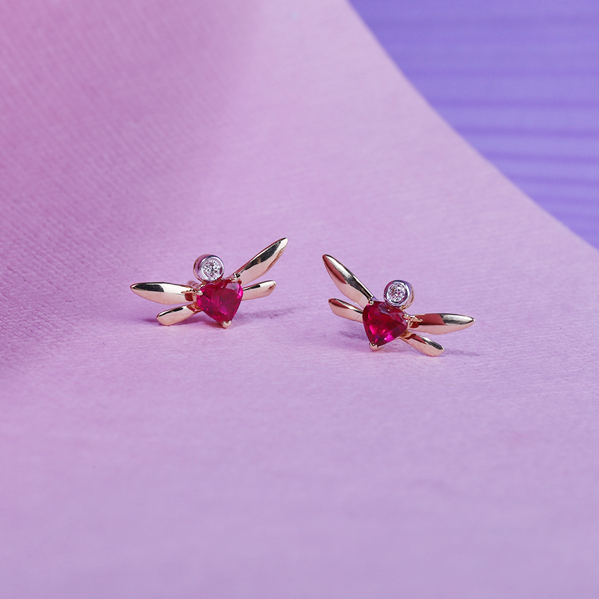 Hover Dragonfly Gemstone Stud Earrings