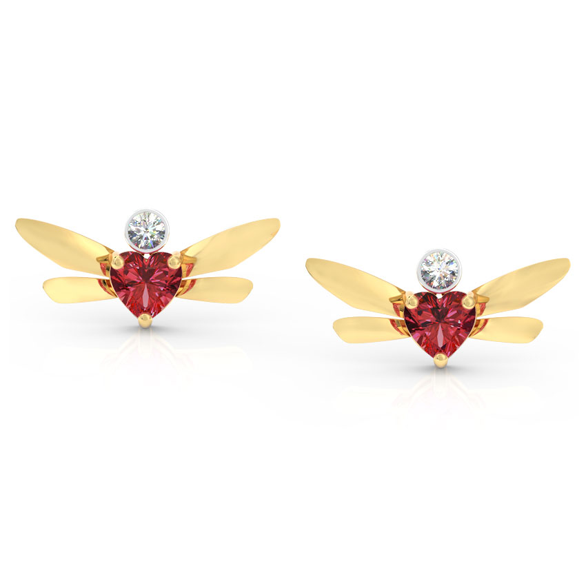 Hover Dragonfly Gemstone Stud Earrings
