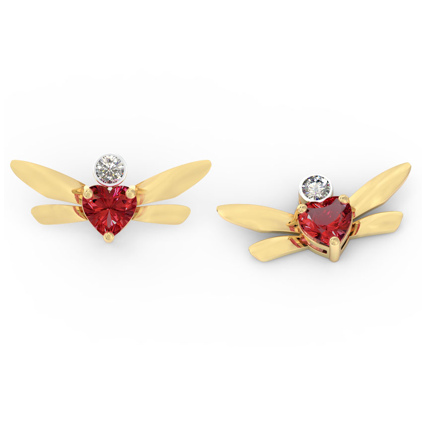 Hover Dragonfly Gemstone Stud Earrings