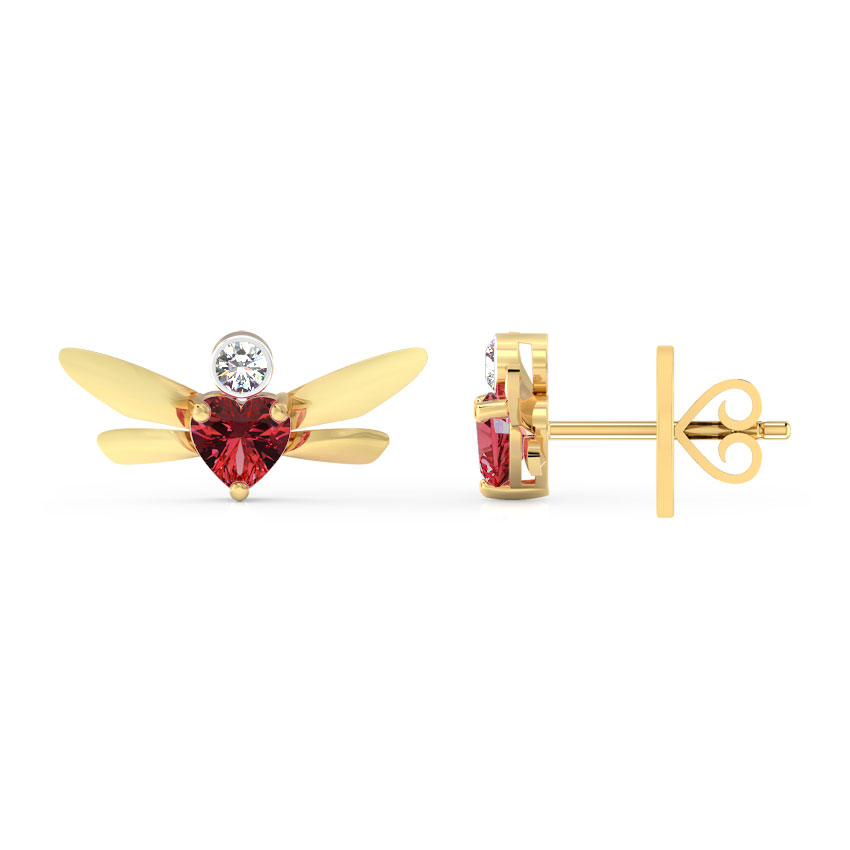 Hover Dragonfly Gemstone Stud Earrings