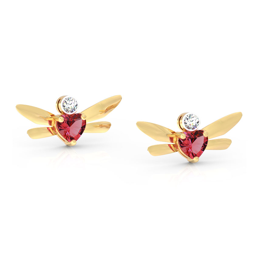 Hover Dragonfly Gemstone Stud Earrings