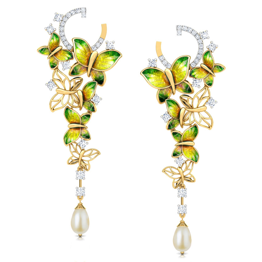 Glorious Green Butterfly Drop Earrings