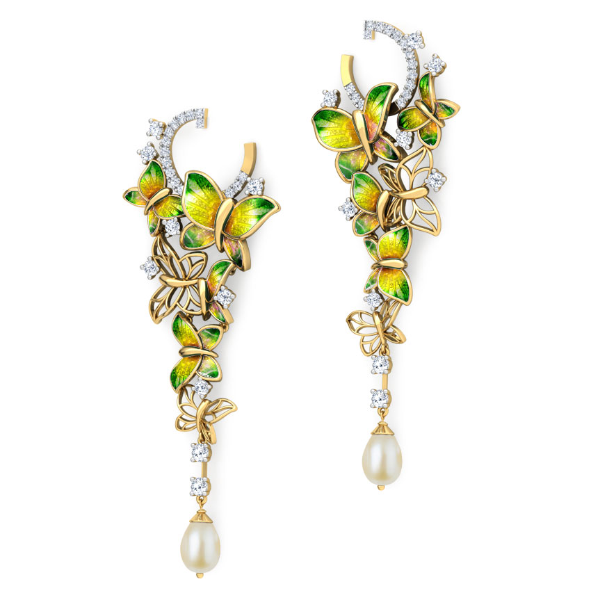 Glorious Green Butterfly Drop Earrings