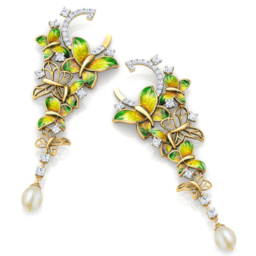 Glorious Green Butterfly Drop Earrings