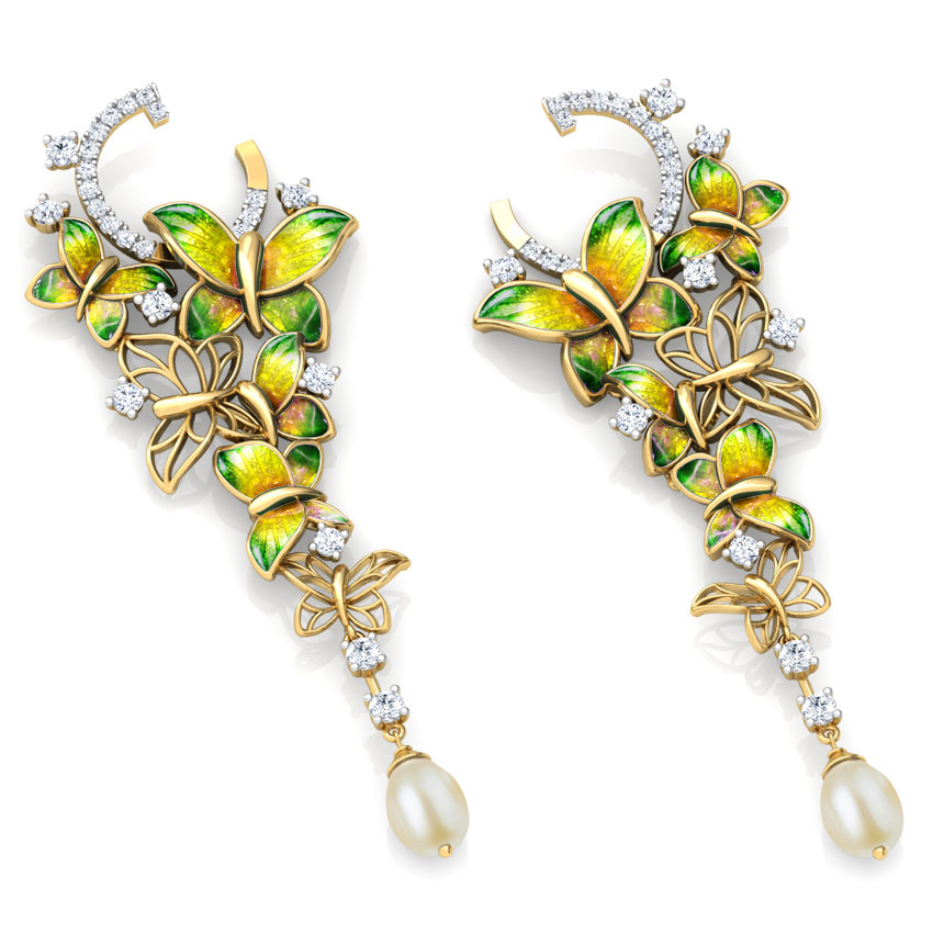 Glorious Green Butterfly Drop Earrings