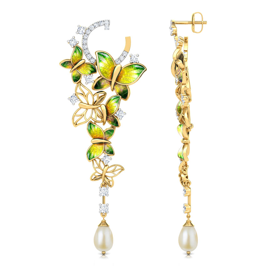 Glorious Green Butterfly Drop Earrings