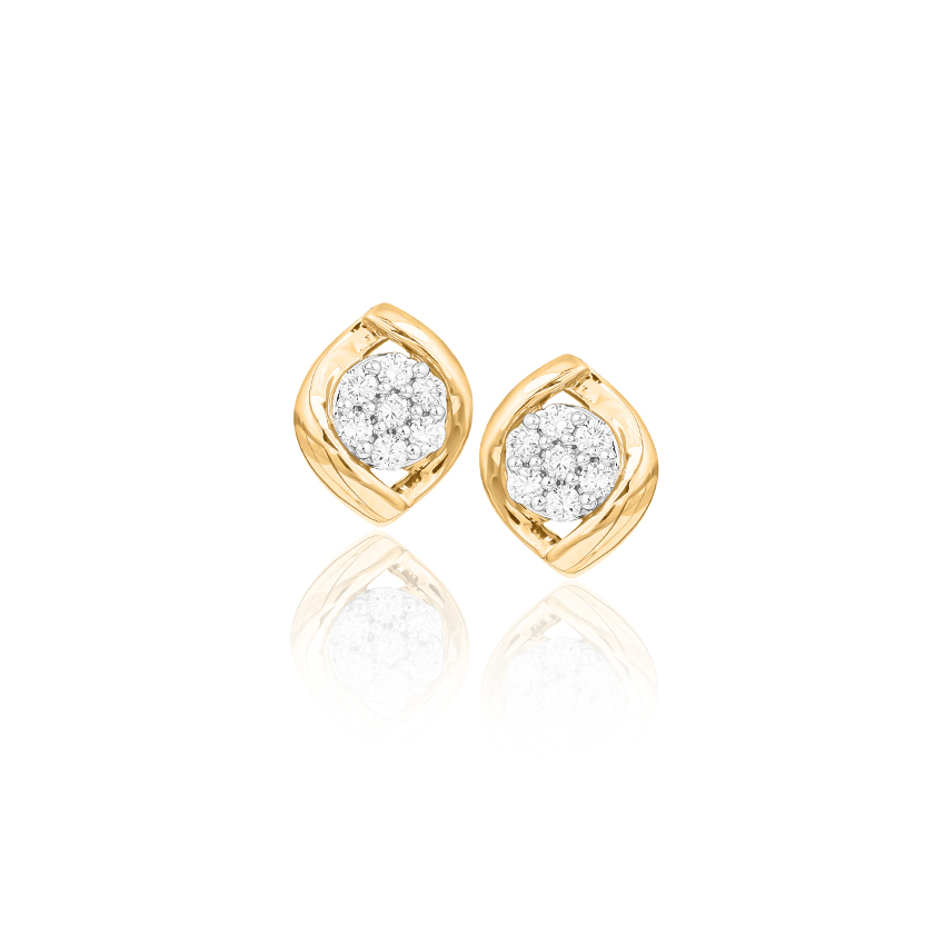 Diamond Earrings 18 Karat Yellow Gold Marquise Clustered Diamond Stud Earrings