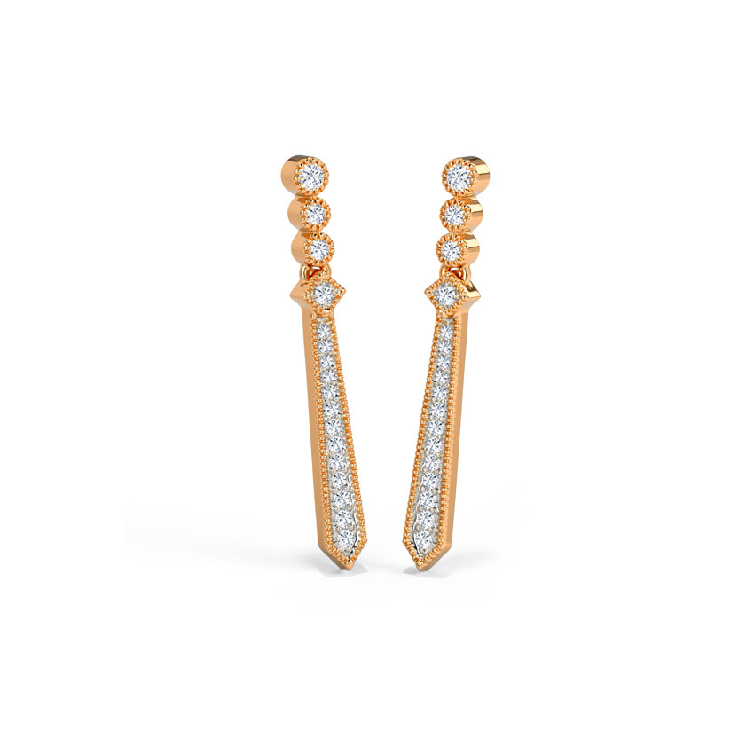 Diamond Earrings 18 Karat Rose Gold The Resonate Diamond Drop Earrings