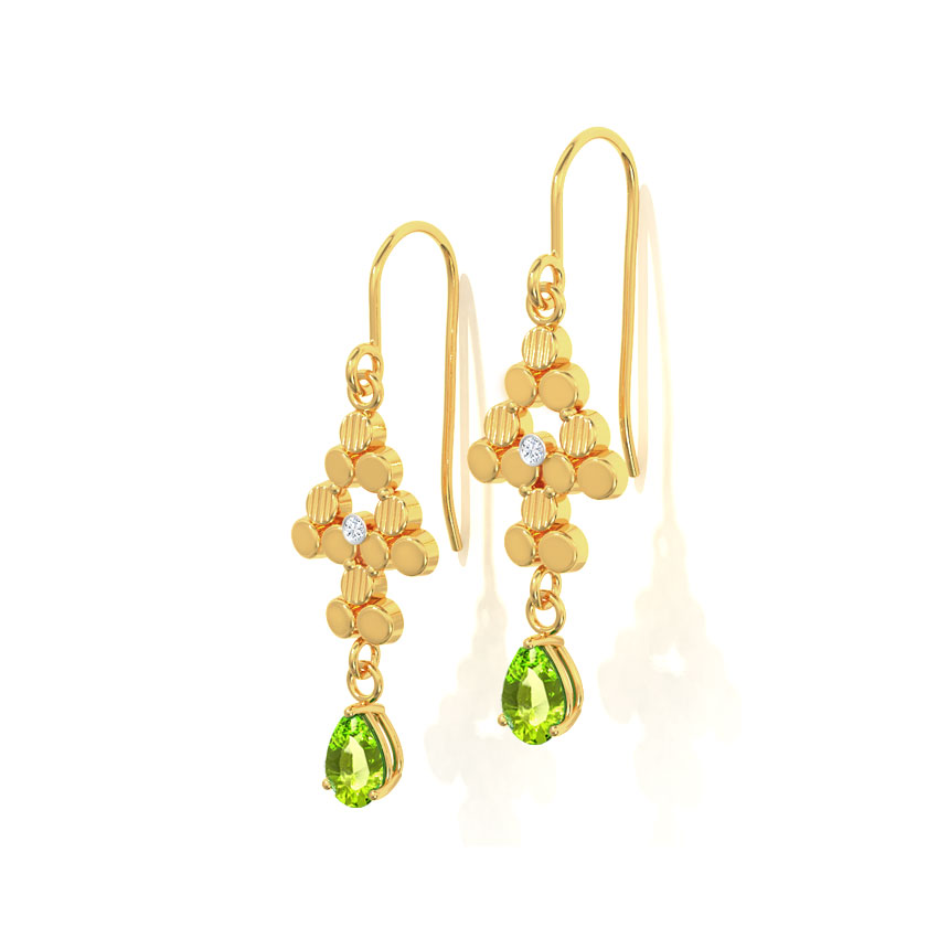 Hex Gemstone Drop Earrings
