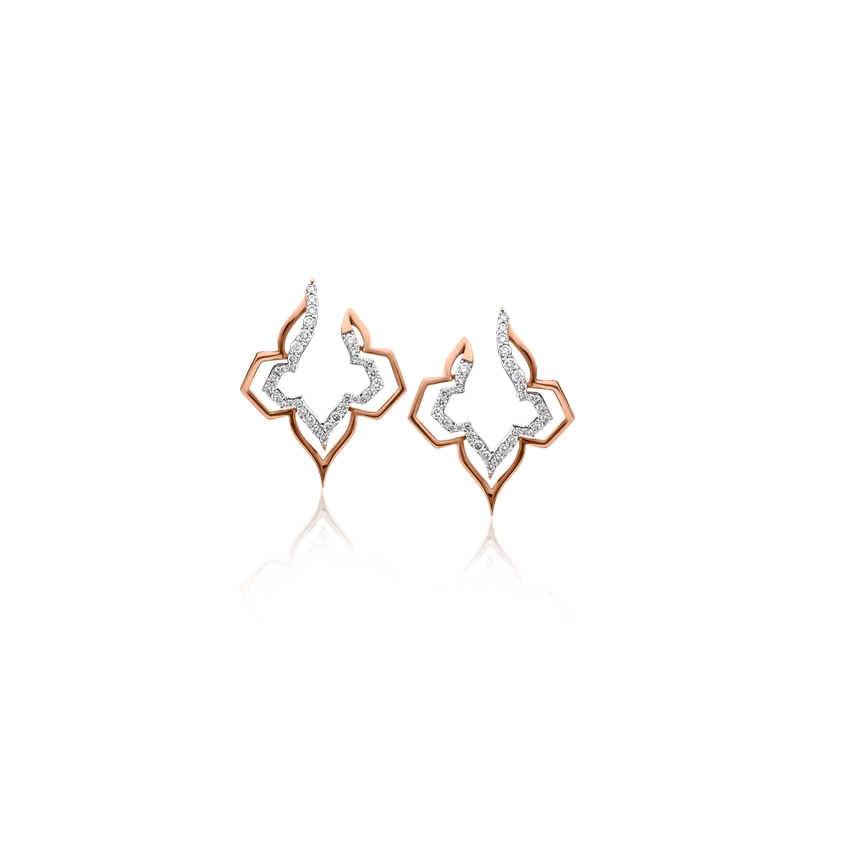 Diamond Earrings 18 Karat Rose Gold Ellenor Glamorous Hoop Earrings