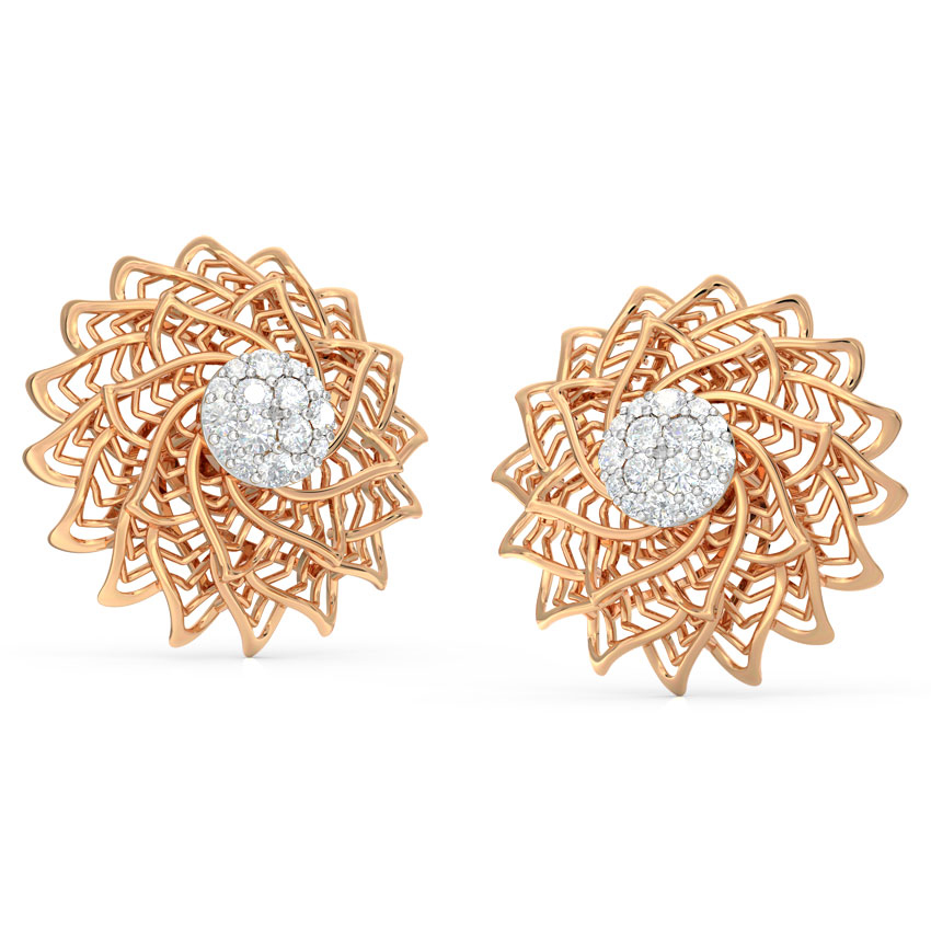 Spiral Aloe Fractal Stud Earrings
