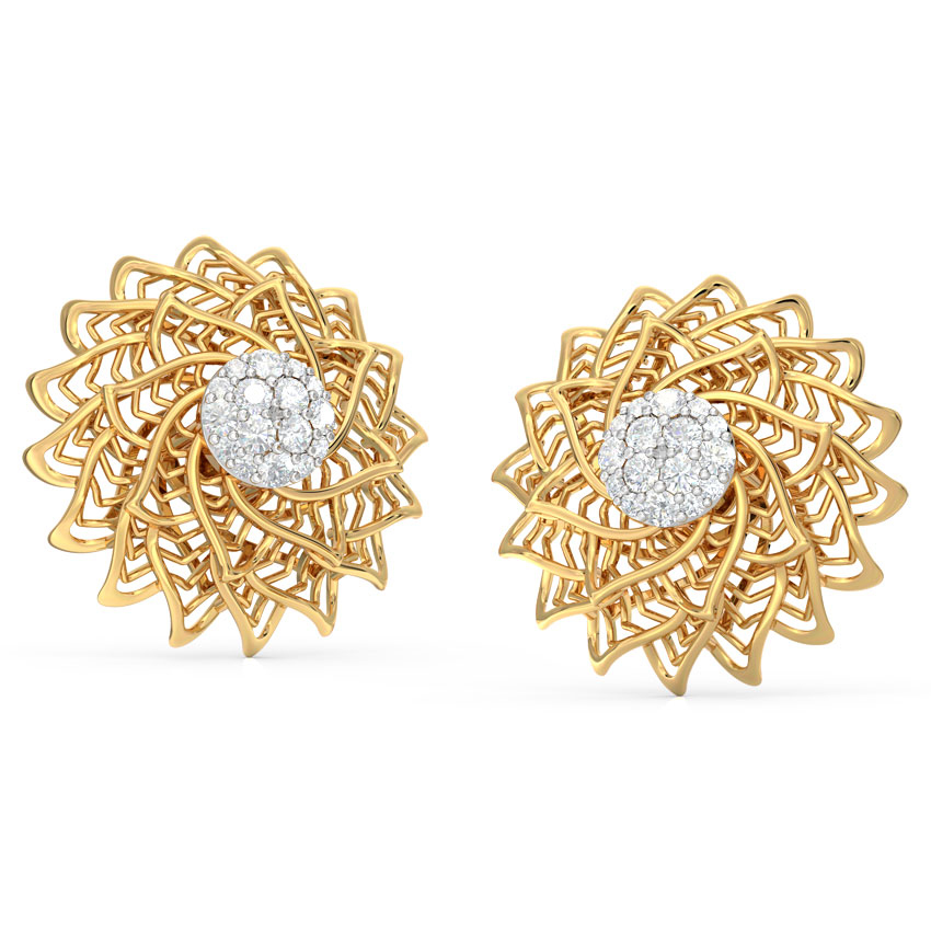 Aloe Fractal Diamond Stud Earrings Aloe Fractal Diamond Stud Earrings